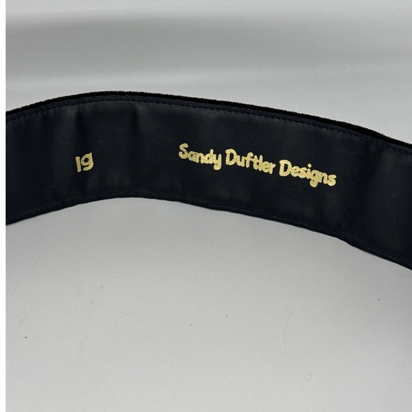 Sandy Duftler Designs Black Velvet Rhinestone Studded Wide Belt Lg 29-34 Waist - Picture 7 of 7